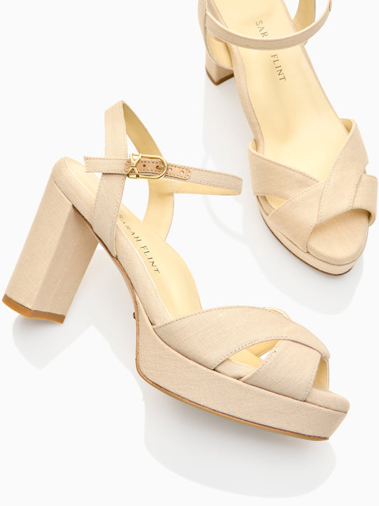 Perfect Crossover Platform 80 in Natural Fine Woven Linen