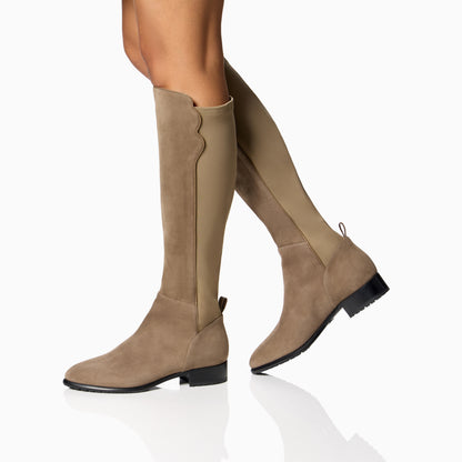 Perfect Stretch Boot in Taupe Suede