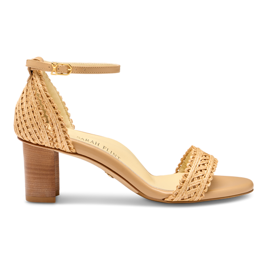 Perfect Block Sandal 60 in Almond Raffia
