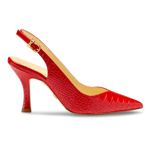 Perfect Sling 85 in Cherry Croc Embossed Calf