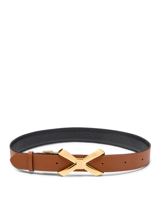 Reversible Mirjana Belt in Black And Cognac Calf