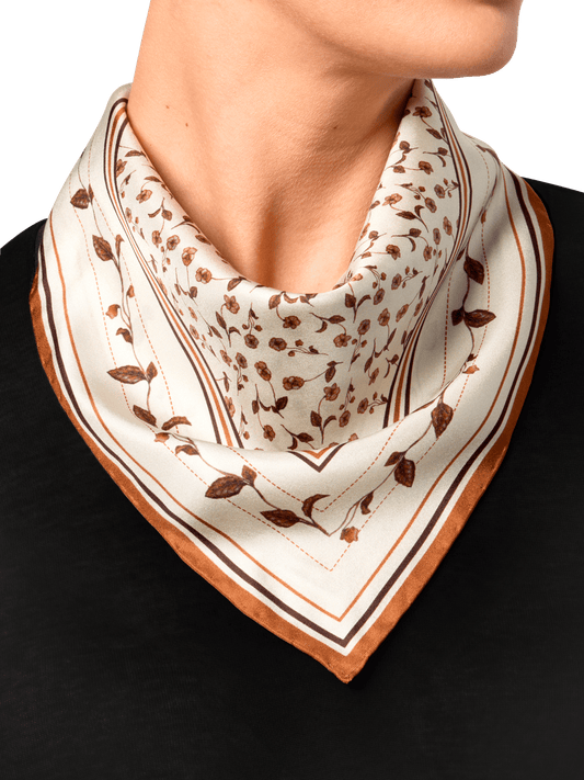 Sarah's Garden Scarf 45 in Sepia Floral Silk