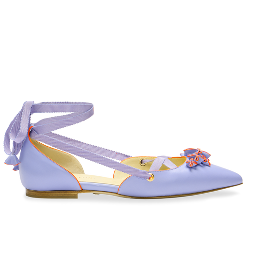 Jessica in Periwinkle Calf & Orange Painted Edge