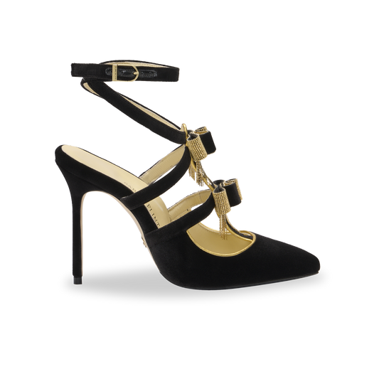 Perfect Marta 100 in Black Velvet and Gold Chain