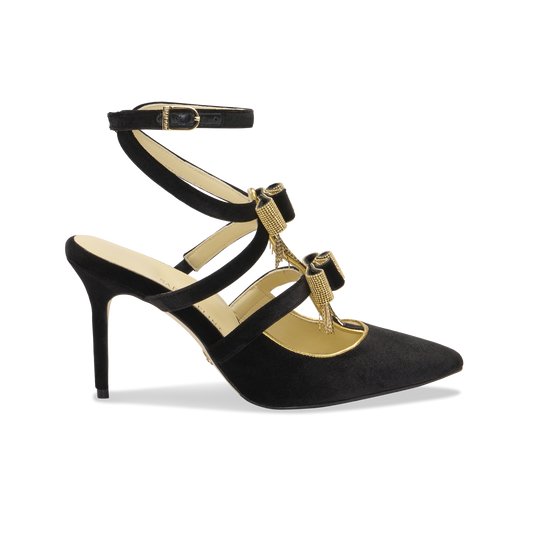 Perfect Marta 85 in Black Velvet and Gold Chain